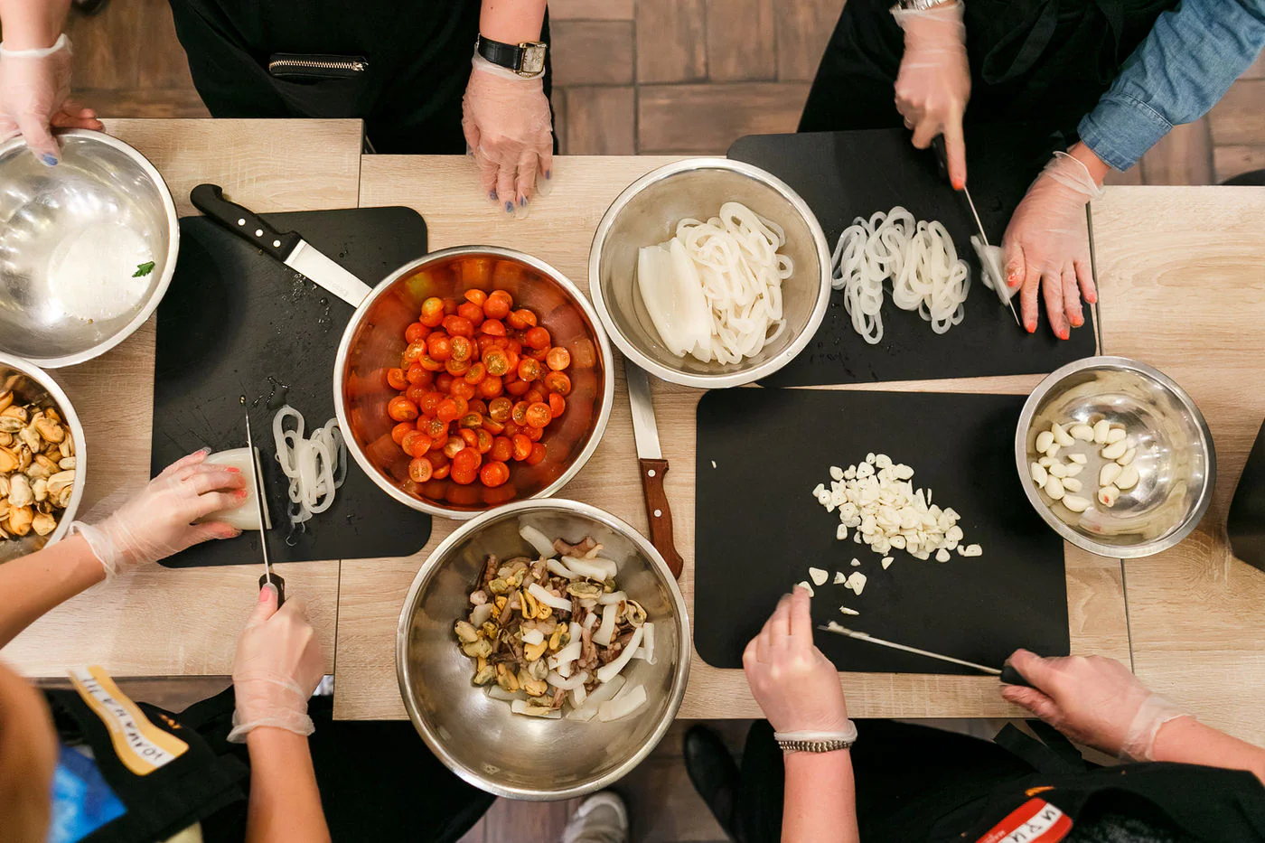 A hands-on cooking class using local market ingredients