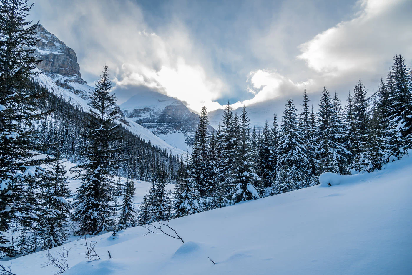 A snowy mountain highway